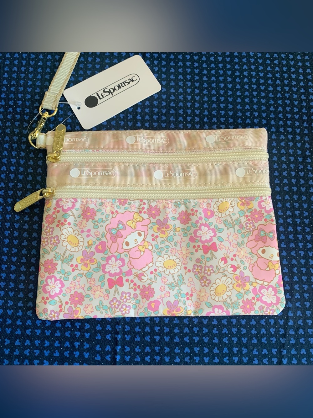 BNWT Japan LeSportsac Sanrio My Melody My Sweet Piano 2-Zip Pouch Wristlet